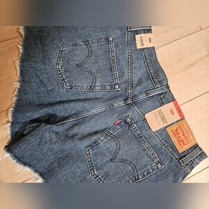 Levi's Dark Blue High-Waisted Mom Shorts